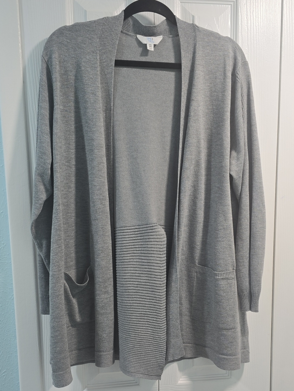 Time and Tru Open-Front Cardigan Sweater - Gray